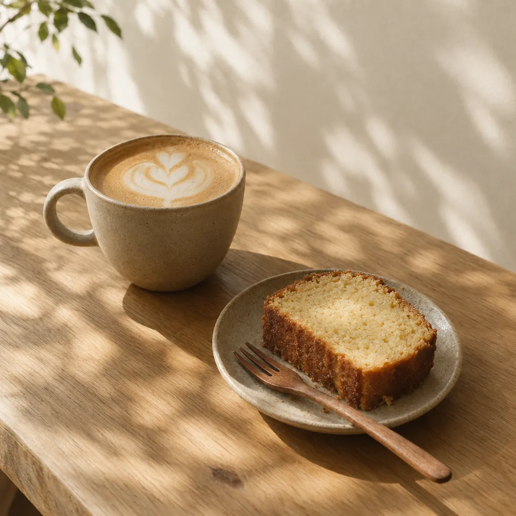カフェラテとパウンドケーキ